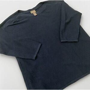 Chico's Womens Sweater Medium Navy‎ Angela Luxe Pullover Basic Sweater 1 Sm US 8